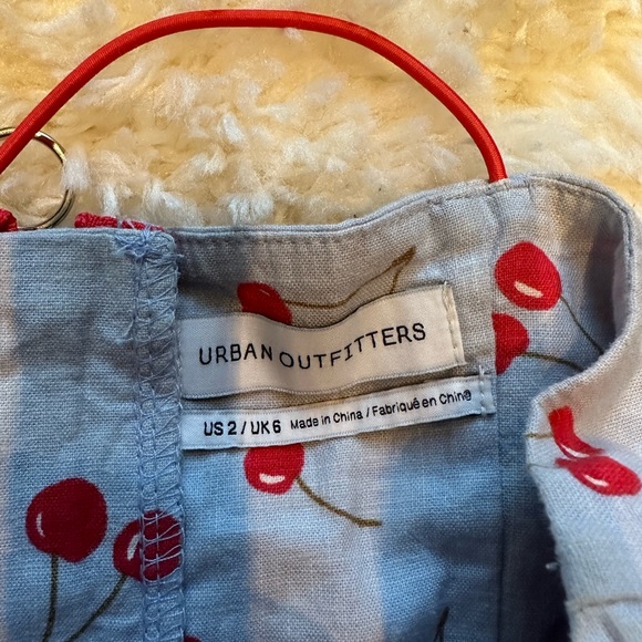 Urban Outfitters Colette Cherry Print Stretch Linen Mini Dress - Picture 3 of 6